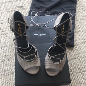 Rare ✨ Saint Laurent Lace Up Peep Toe 37.5